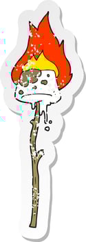 retro distressed sticker of a cartoon marshmallow vector