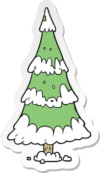 sticker of a cartoon christmas tree vector