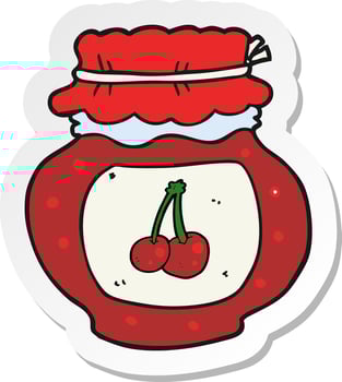 sticker of a cartoon cherry jam vector