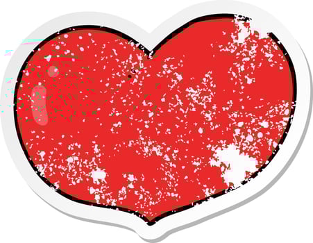 distressed sticker of a cartoon love heart vector