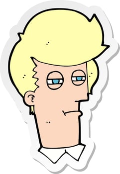 sticker of a cartoon man with narrowed eyes vector
