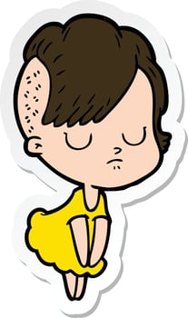 sticker of a cartoon woman vector