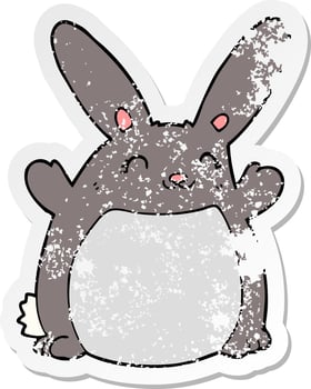 distressed sticker of a cartoon rabbit vector