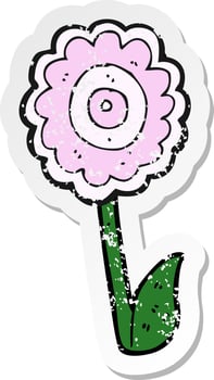 retro distressed sticker of a cartoon flower vector