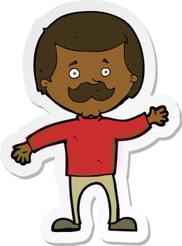 sticker of a cartoon dad waving vector