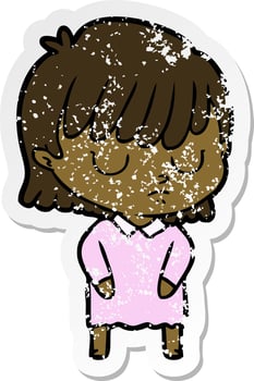 distressed sticker of a cartoon woman vector