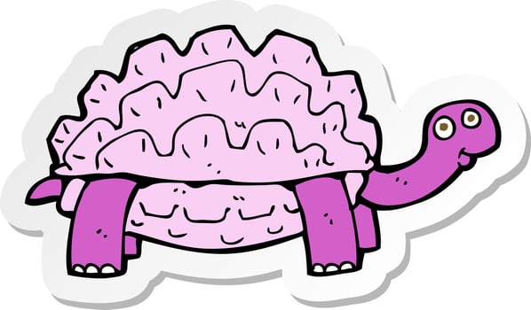 sticker of a cartoon tortoise vector