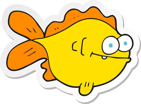 sticker of a cartoon fish vector