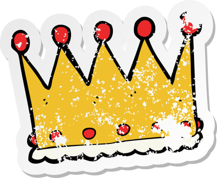retro distressed sticker of a cartoon crown vector