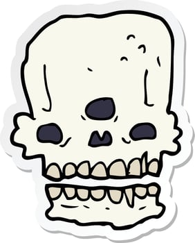 sticker of a cartoon spooky skull vector
