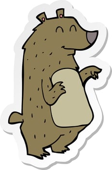 sticker of a cartoon bear vector