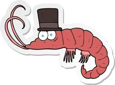 sticker of a cartoon shrimp vector