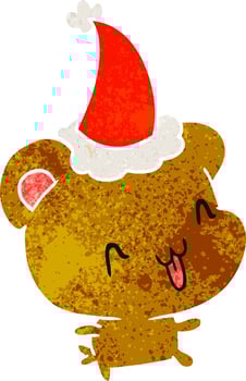 christmas retro cartoon of kawaii bear vector