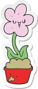 sticker of a cute cartoon flower vector