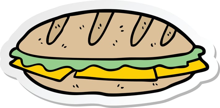 sticker of a cartoon cheese sandwich vector