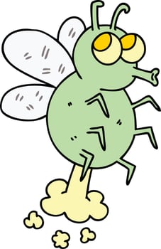 quirky hand drawn cartoon fly vector