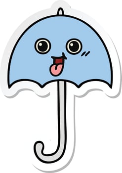 sticker of a cute cartoon umbrella vector