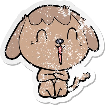 distressed sticker of a cute cartoon dog vector