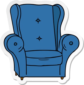 sticker cartoon doodle of an old armchair vector