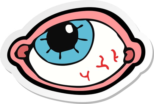 sticker of a cartoon spooky eye vector