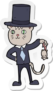 sticker of a cartoon rich cat vector