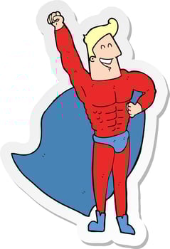 sticker of a cartoon superhero vector
