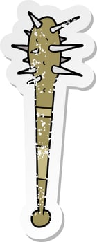 distressed sticker of a cartoon bat with nails vector
