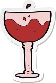 sticker of a cartoon glass of red wine vector