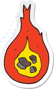 sticker of a cartoon fireball vector