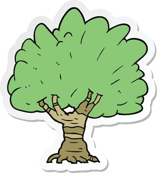 sticker of a cartoon tree vector