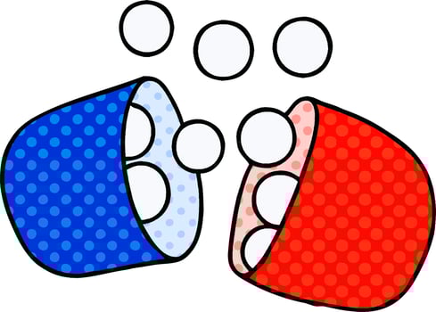 cartoon of opened medicine tablet vector