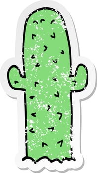 distressed sticker of a cartoon cactus vector