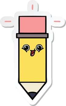 sticker of a cute cartoon pencil vector