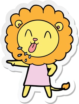 sticker of a happy cartoon lion vector
