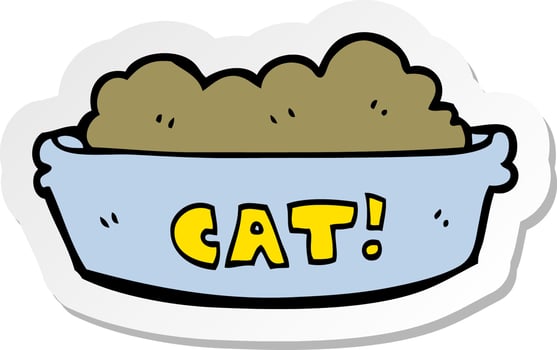 sticker of a cartoon cat food vector