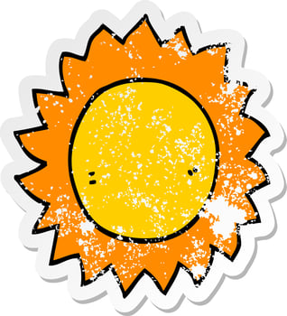 distressed sticker of a cartoon sun vector