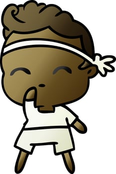 gradient cartoon of kawaii cute fitness boy vector