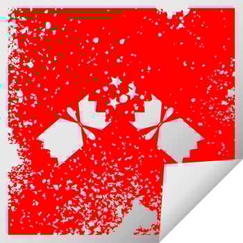 distressed square peeling sticker symbol christmas cracker vector