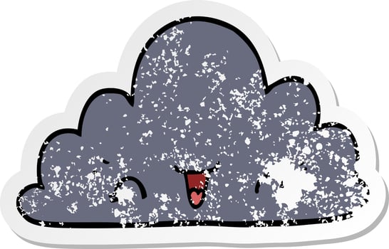 distressed sticker of a cute cartoon cloud vector