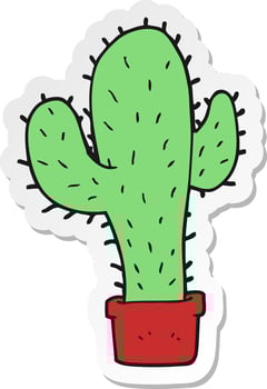 sticker of a cartoon cactus vector