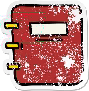 distressed sticker of a cute cartoon note book vector