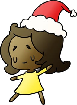 christmas gradient cartoon of kawaii girl vector