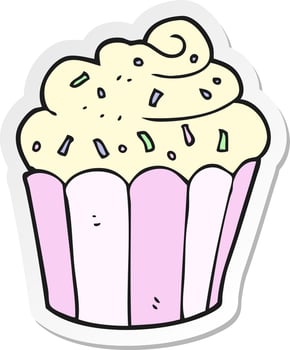 sticker of a cartoon cupcake vector