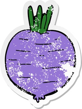 distressed sticker of a cartoon vegetable vector