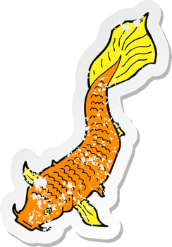 retro distressed sticker of a cartoon fish vector