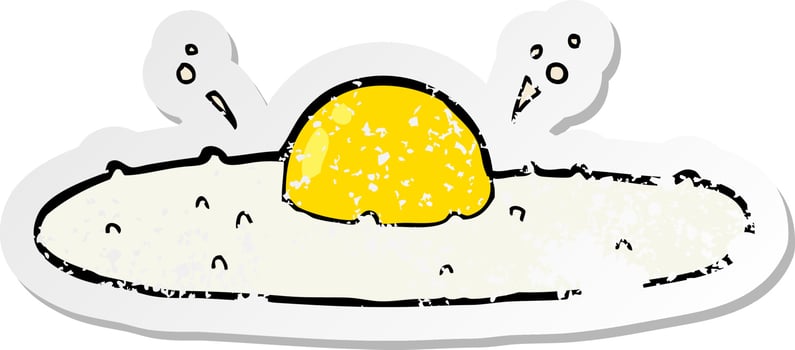 distressed sticker of a cartoon fried egg vector