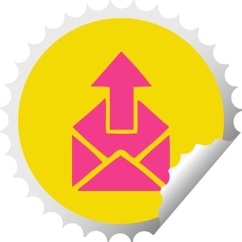 circular peeling sticker cartoon email sign vector