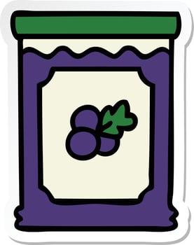 sticker of a quirky hand drawn cartoon blueberry jam vector