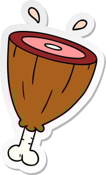 sticker cartoon doodle of a joint of ham vector