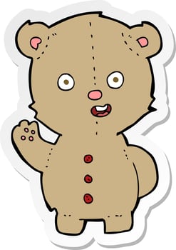 sticker of a cartoon teddy bear vector